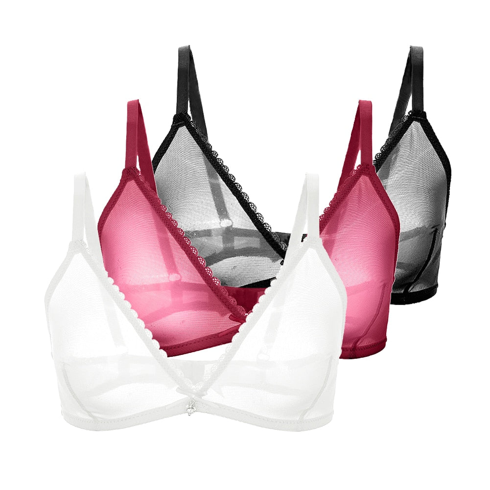 Ultra-Thin Mesh Lingerie Breathable Bra 3-Piece Combination