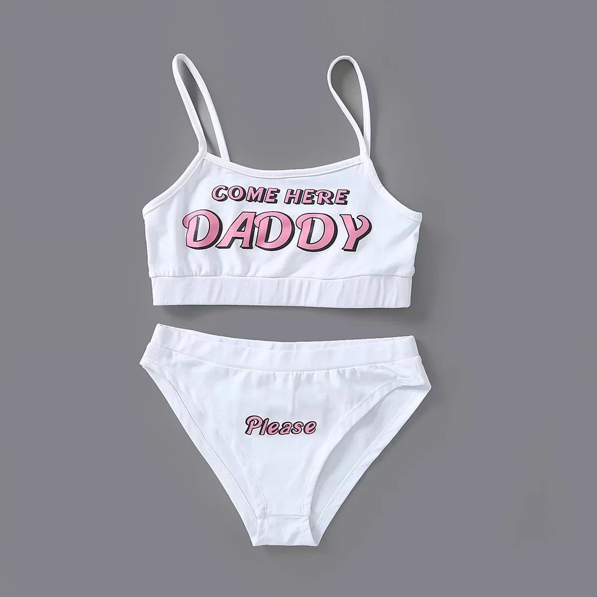 COME HERE DADDY Letter Sexy Tops & Panties