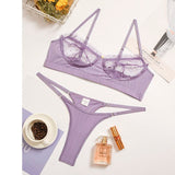 Ruffle Lace Underwear Sexy Transparent Bra Lingerie Set