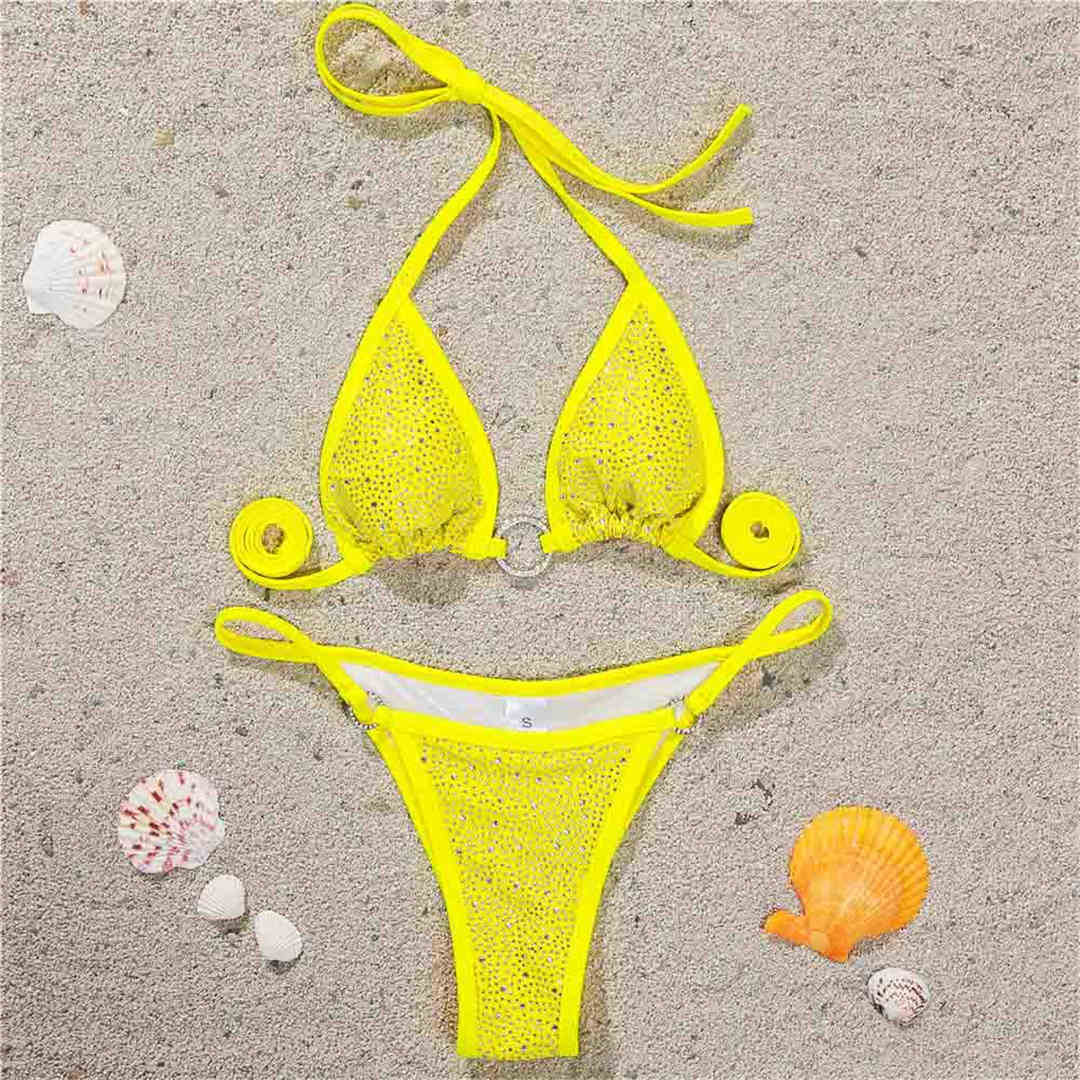 Women's Bling Rhinestone Mini Bikini 2-Pieces Swimsuit