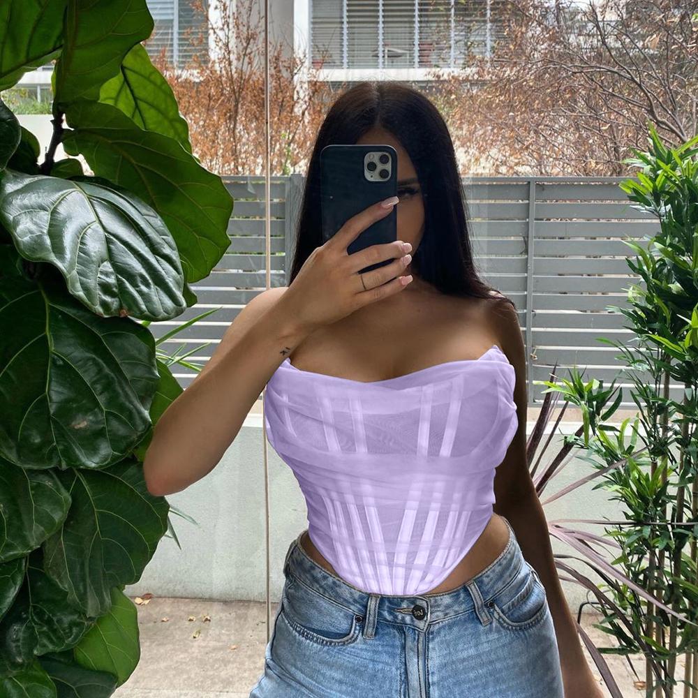Sleeveless Fashion Strapless Bustier Corset Crop Tops