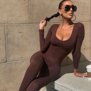 Women's Basic Bodycon Jumpsuit Fitness Rompers Overalls