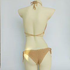 Woman Crochet Tassel Seashell Hollow-out Bikini Set