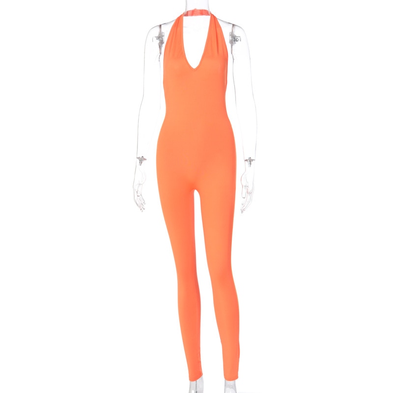 Women Long Jumpsuits Skinny Backless Sleeveless