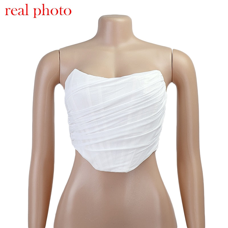 Sleeveless Fashion Strapless Bustier Corset Crop Tops