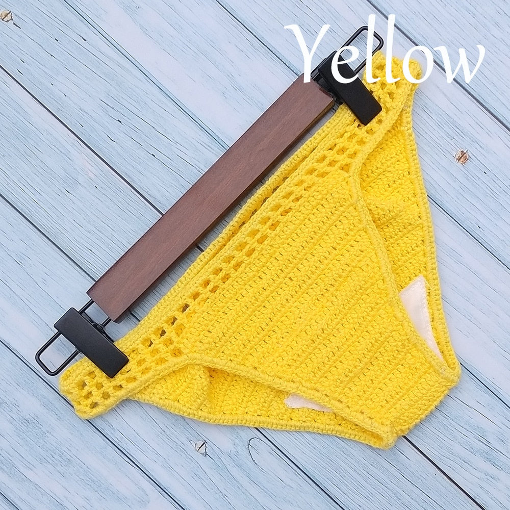 Lining Bikini Bottoms Crochet Thong Handmade Knitting Swimwear Shorts