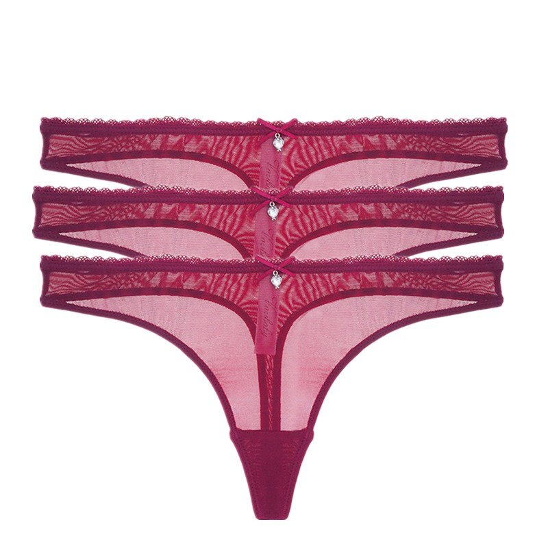 Transparent Low-Rise G-String Panties 3-Piece