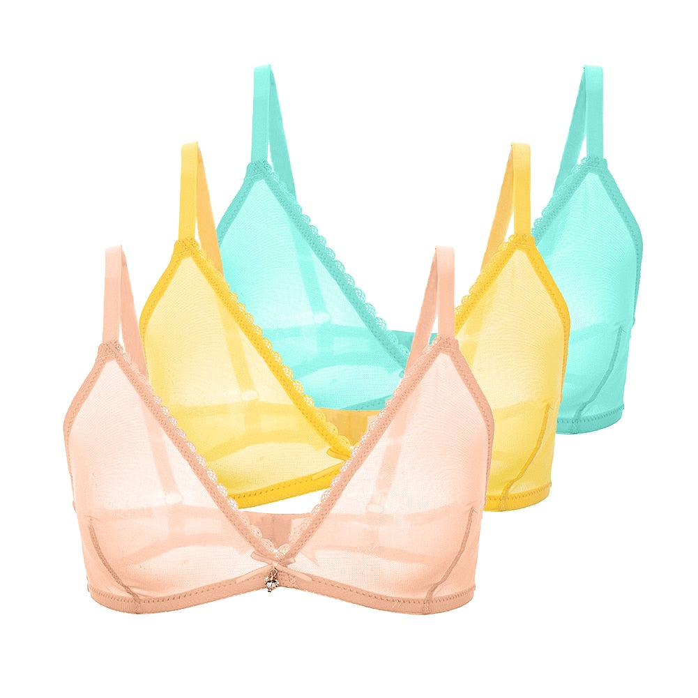 Ultra-Thin Mesh Lingerie Breathable Bra 3-Piece Combination
