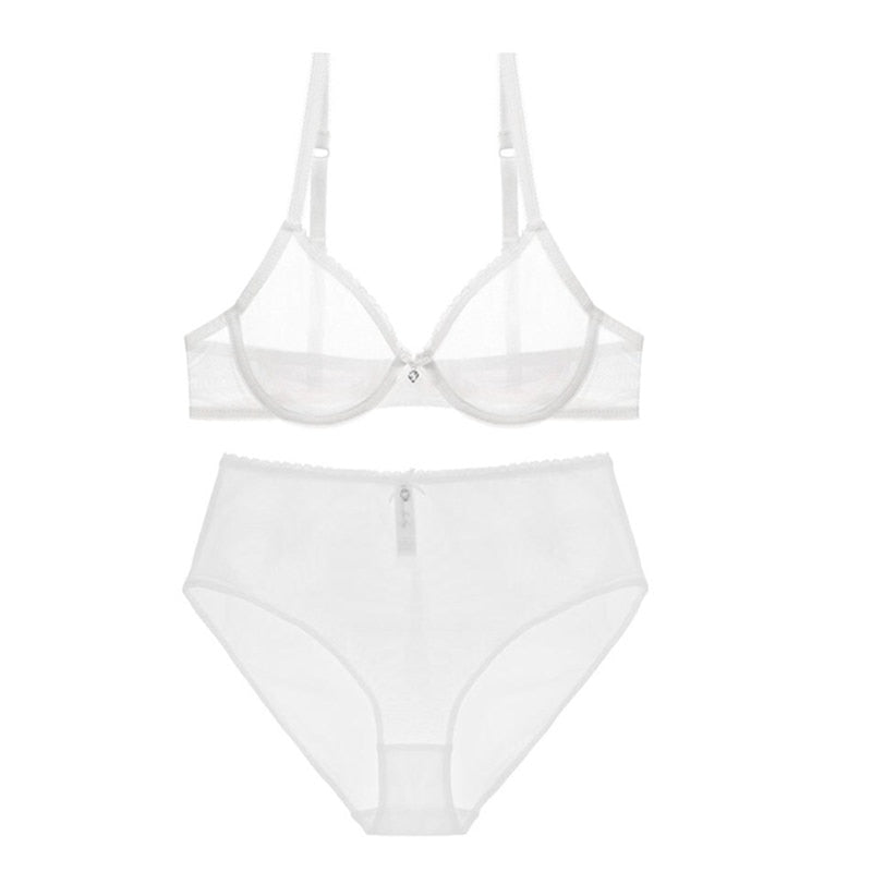 See-Through High-Waist Briefs Yarn Bra And Panty Set