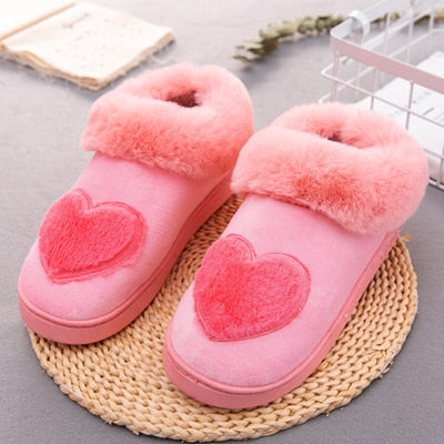 Heart-Shaped Cotton Women Slippers