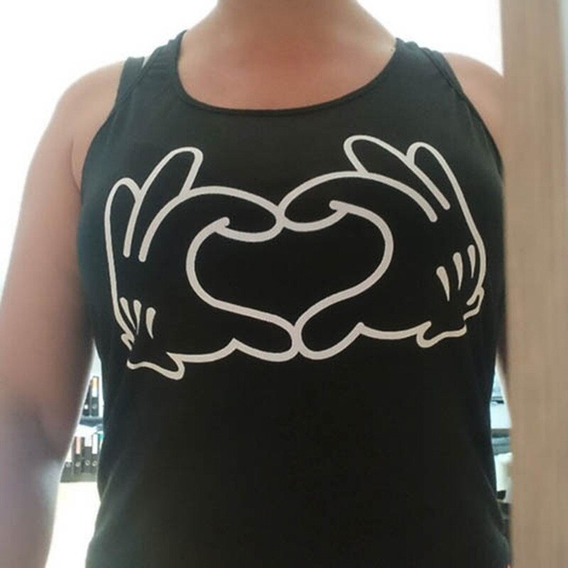 YSDNCHI 2019 New Harajuku Love Hand Printed Women T-shirts Casual Tee Tops Summer Sleeveless Female T Shirt Women Clothing Hot