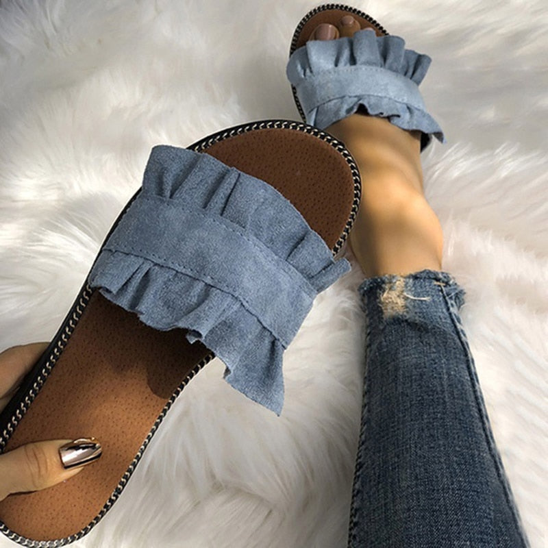 Women Flat Beach Slip On Sandals