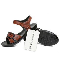 Women Leather Hook-Loop Sandals 