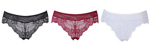Sexy Lace Mid-Rise Underwear Hollow 3-Piece Panties