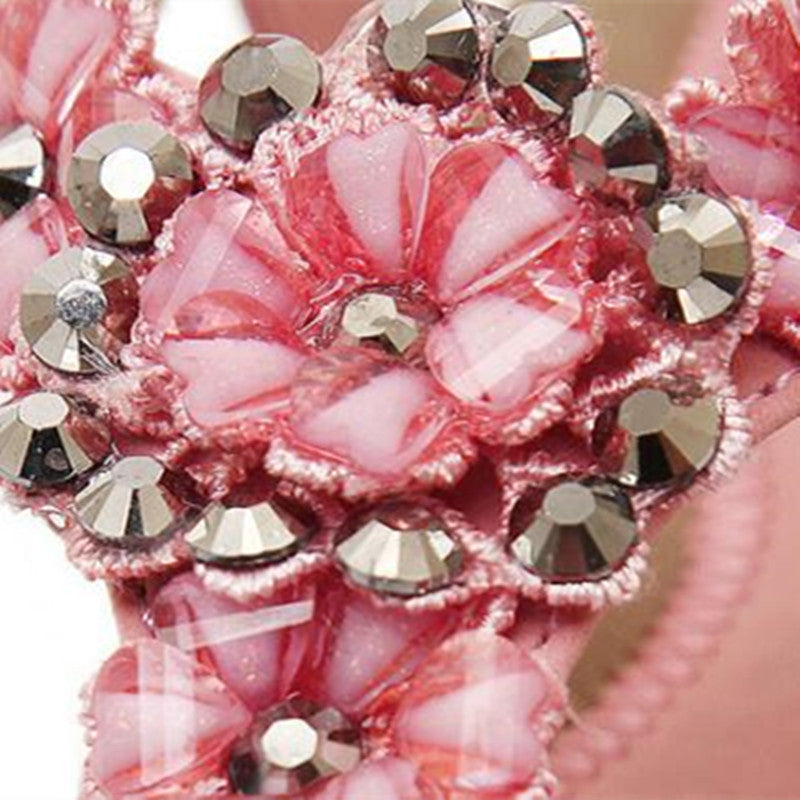 Women Flowers Flat Rhinestones Sandals