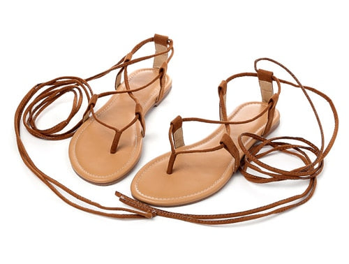 Women Multiple Cross-Strap Tall Knee Sandal