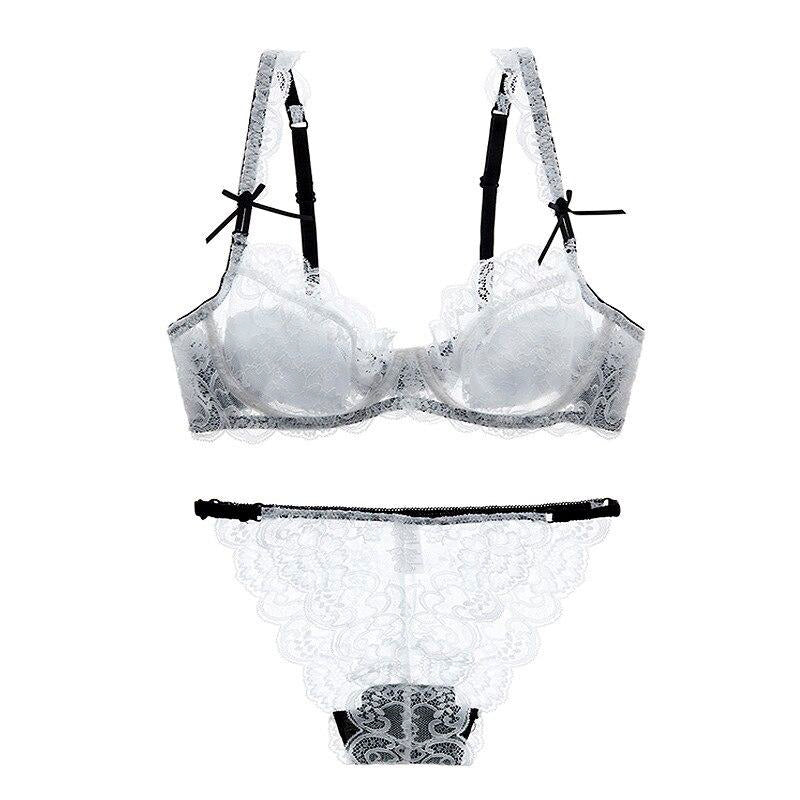 Lace Transparent Lingerie Ultrathin Underwear Bra Set