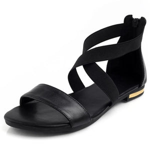 Women Leather Flats Heel Sandals
