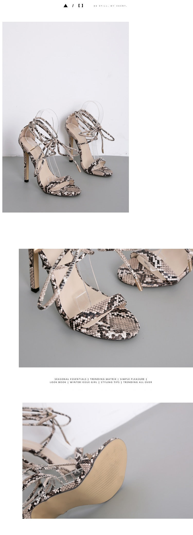 Women PU Lace-Up Thin High Heels Sandals
