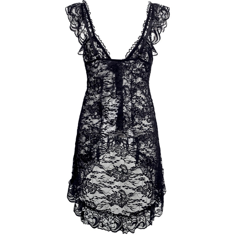 Lace Sexy Lingerie Dress Women Homewear Night Gowns + G-string Sexy Panties Nightwear Sleepwear Sets
