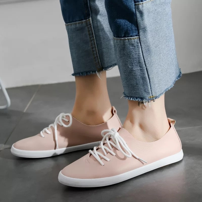 Women Leather Flat Heel Shoes