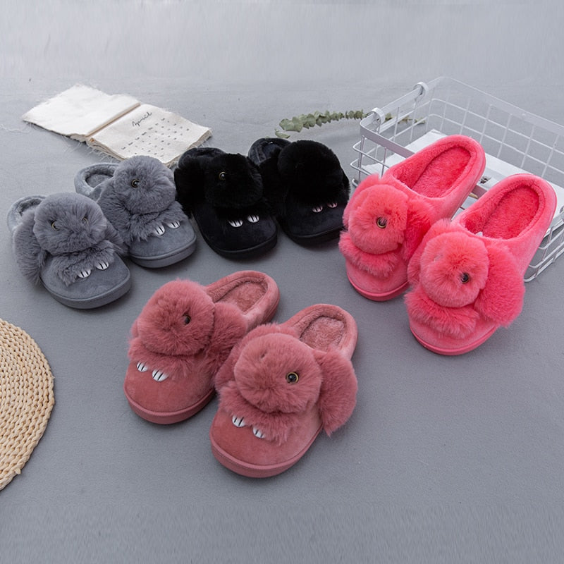 Rabbit Animal Prints Flat Indoor Slippers