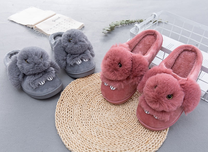 Rabbit Animal Prints Flat Indoor Slippers