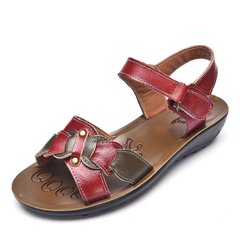 Leather Beach Women Wedge Sandals