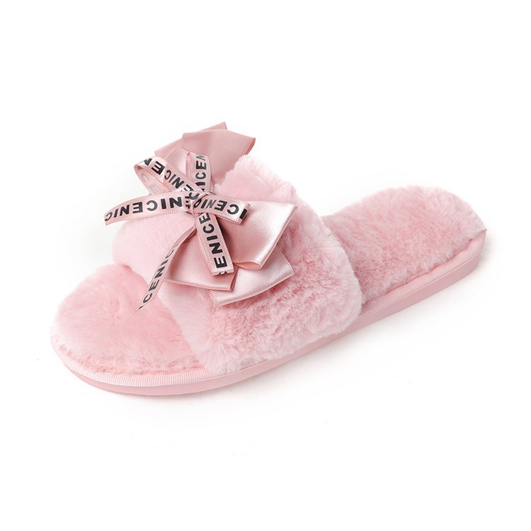 Women Plush Home Faux Fur Slippers 