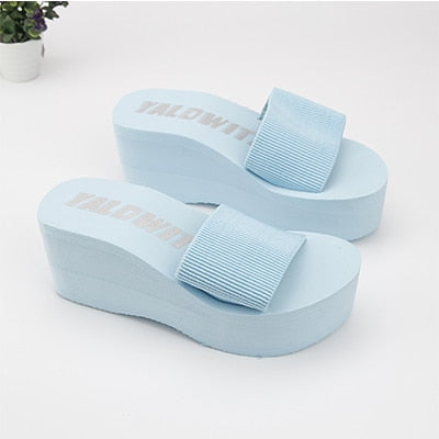 Women Beach Elastic Fabric Slippers