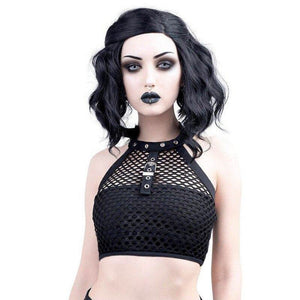 Grunge Gothic Punk Patchwork Hollow Out Backless Tank Tops