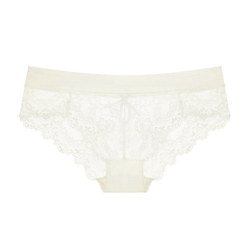 Sexy Lace Mid-Rise Underwear Hollow 3-Piece Panties