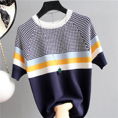 Women Striped Knitted Cotton T-Shirt