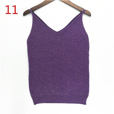Women V Neck Solid Camis