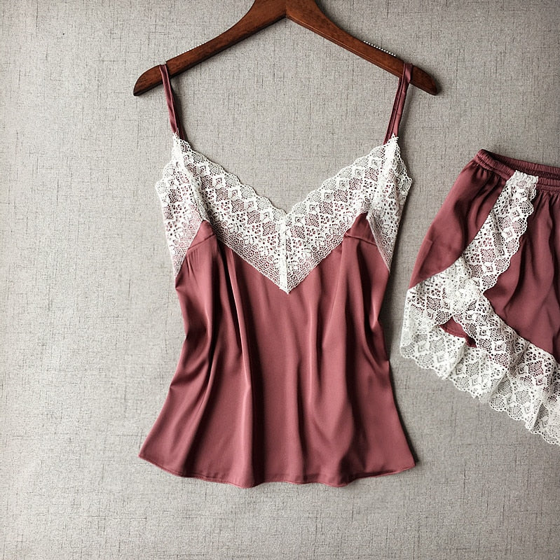 Women's Sleepwear Sexy Satin Dress Set