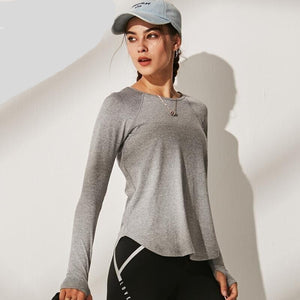 Women Long Sleeve Shirt for Fitness Loose Yoga Top