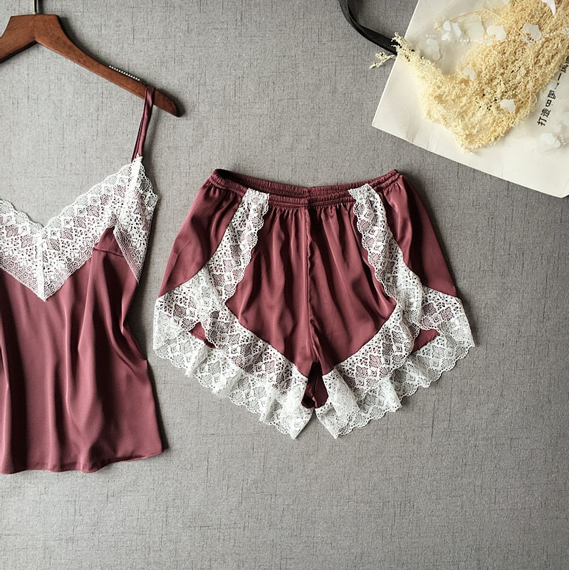 Women's Sleepwear Sexy Satin Dress Set
