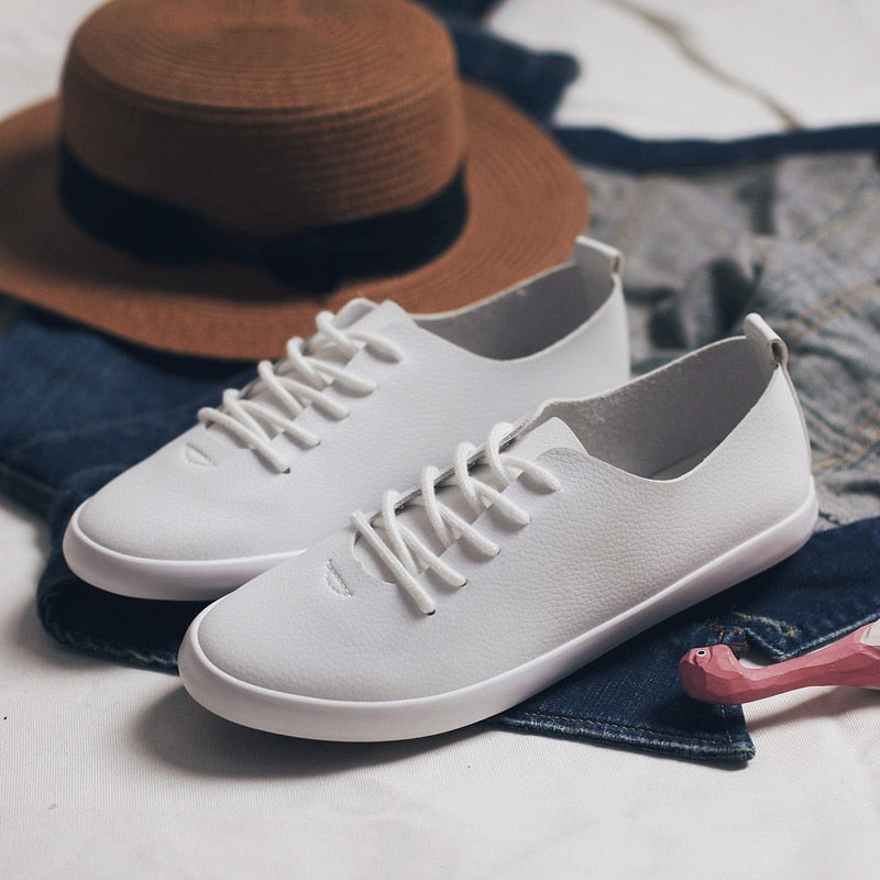Women Leather Flat Heel Shoes