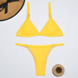 Push Up Swimwear Female Solid Thong Brazilian Micro Bikini Set