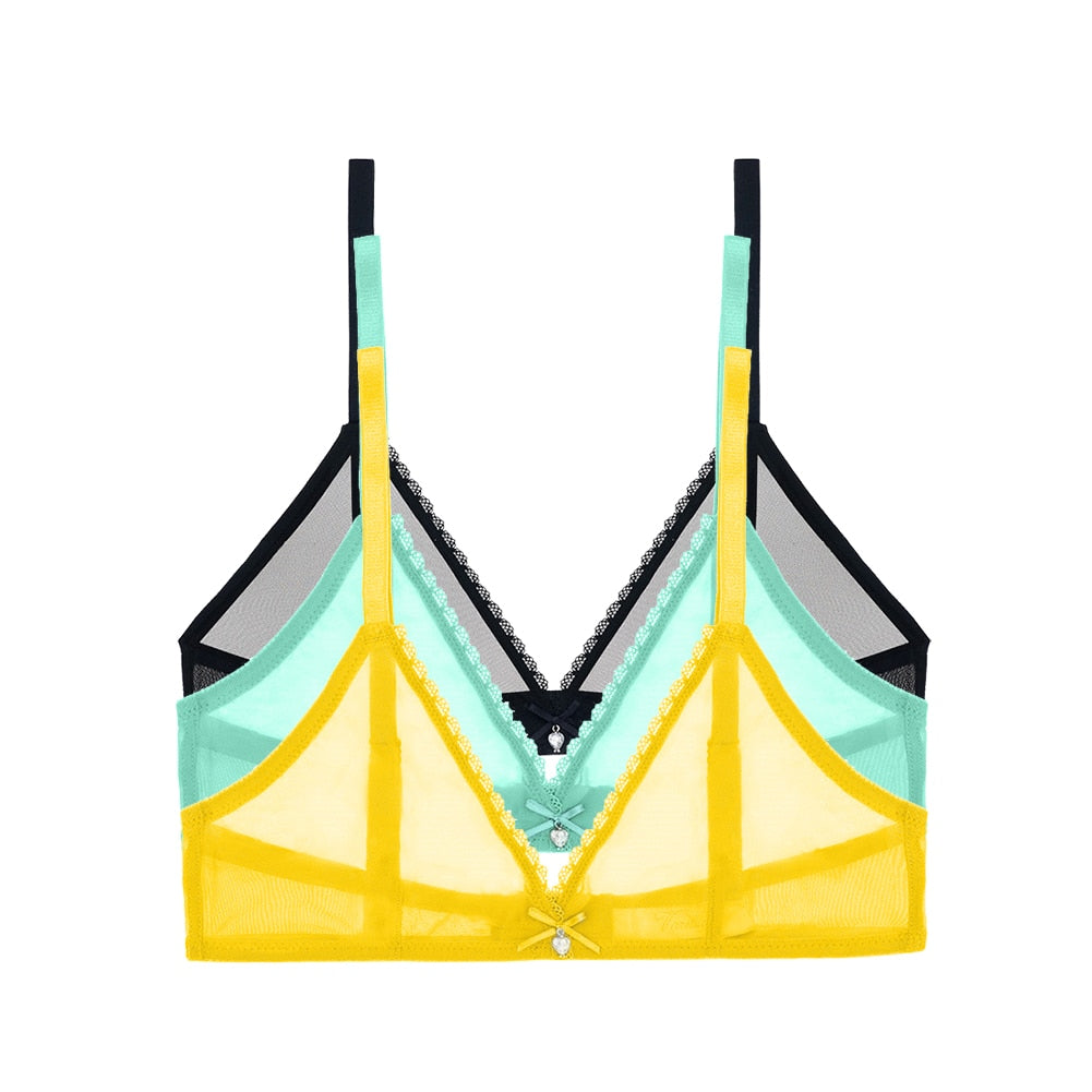 Ultra-Thin Mesh Lingerie Breathable Bra 3-Piece Combination