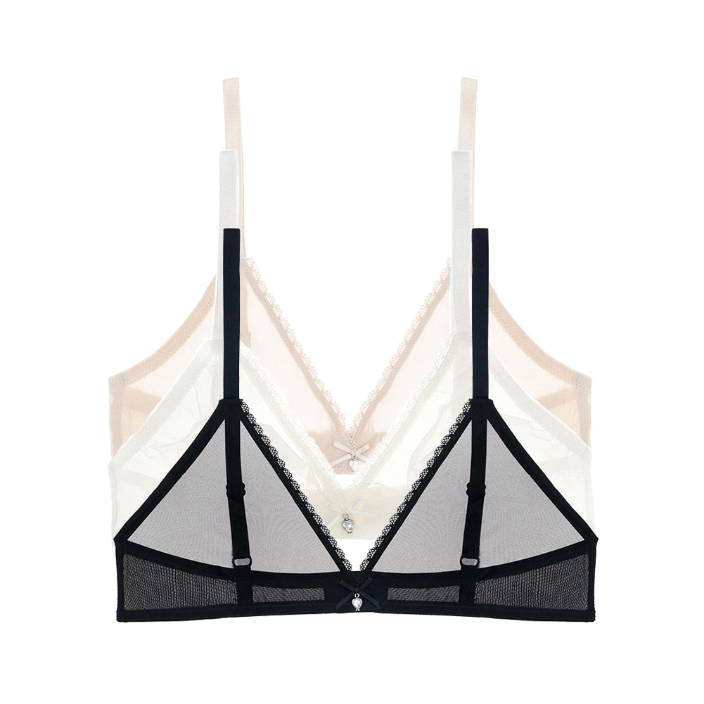 Ultra-Thin Mesh Lingerie Breathable Bra 3-Piece Combination