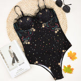 Lace Push Up One-Piece Swimsuit Thong Brazilian Monokini