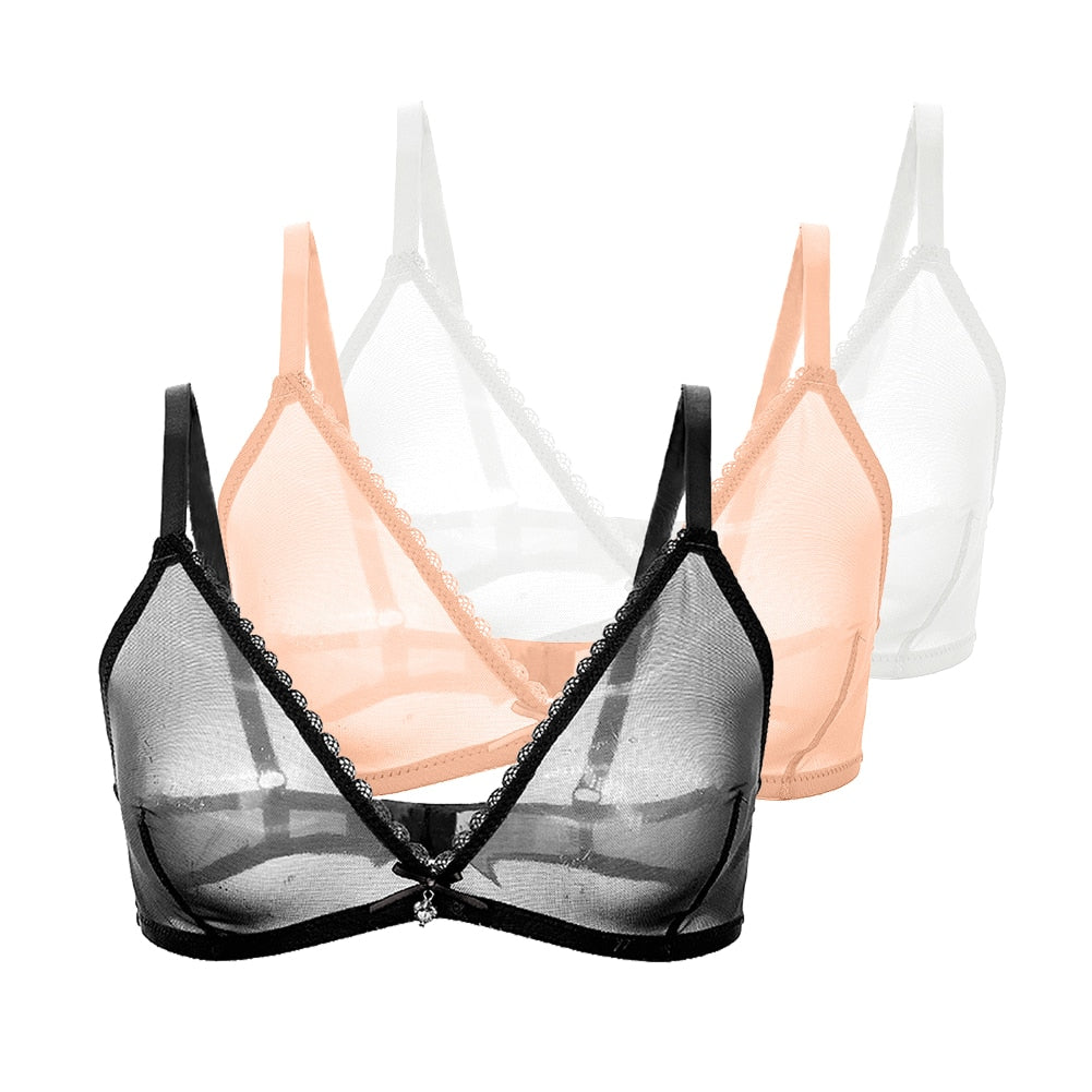 Ultra-Thin Mesh Lingerie Breathable Bra 3-Piece Combination