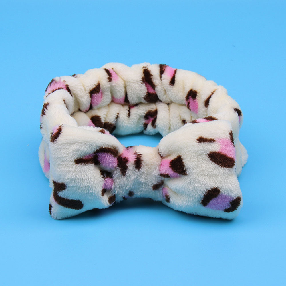 Women's Coral Fleece Makeup Bow Headband