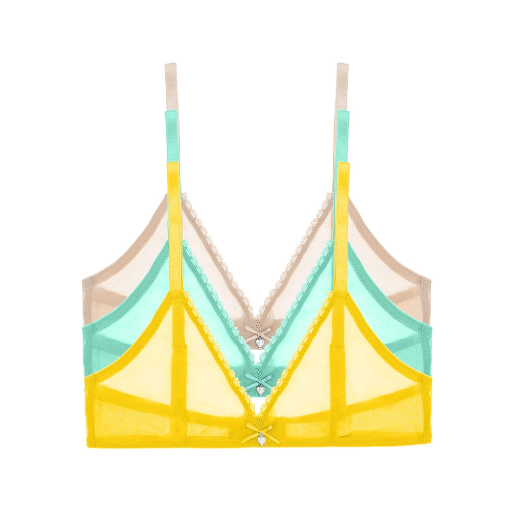 Ultra-Thin Mesh Lingerie Breathable Bra 3-Piece Combination