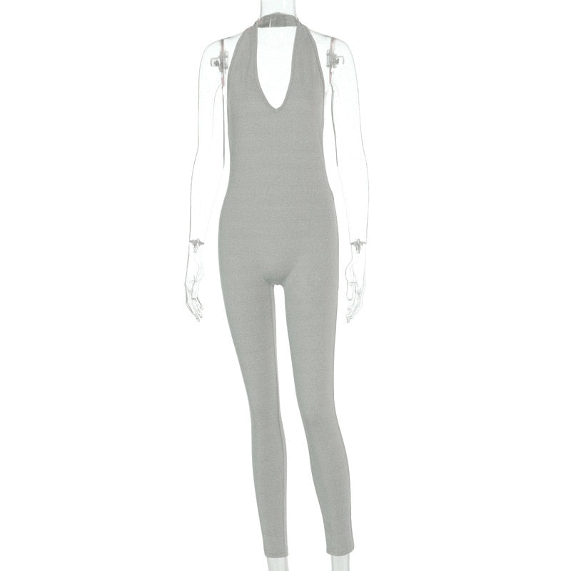 Women Long Jumpsuits Skinny Backless Sleeveless