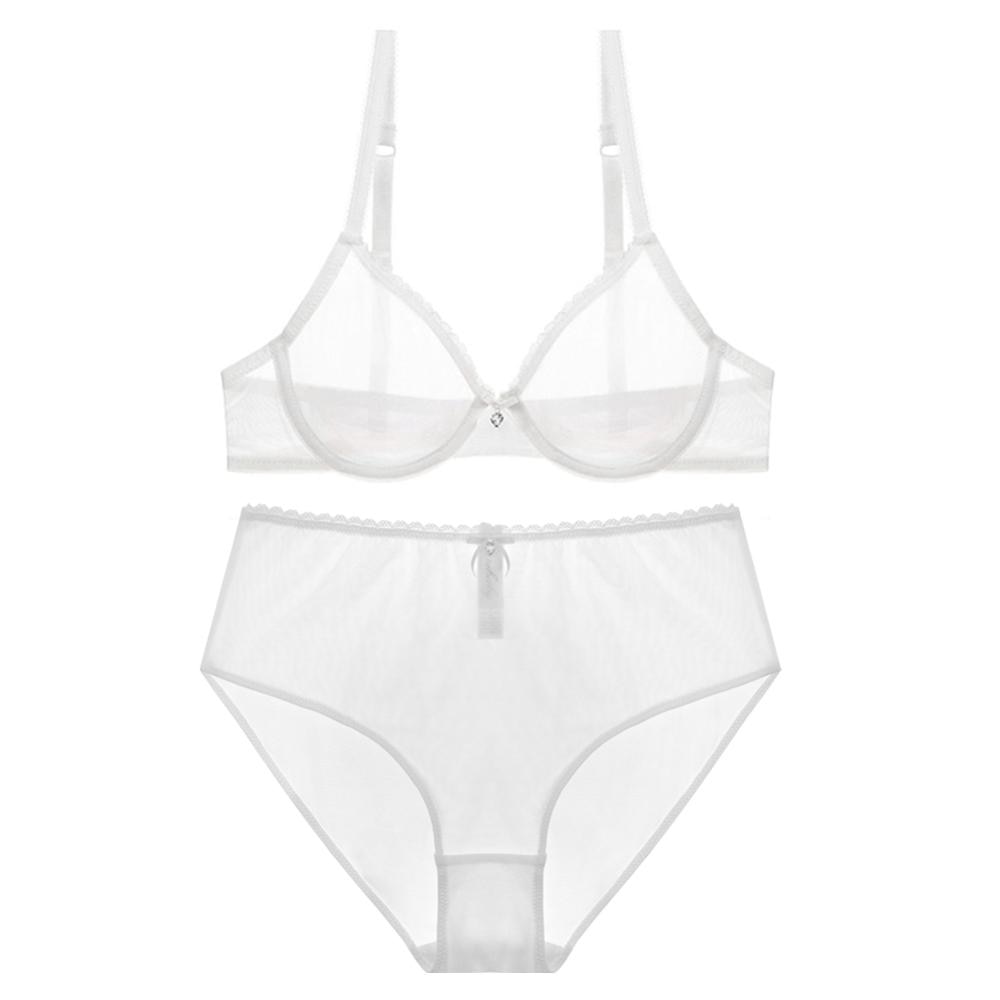 See-Through High-Waist Briefs Yarn Bra And Panty Set