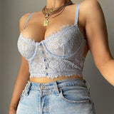 Backless Lace Camisole Vintage Underwire Sexy Crop Top