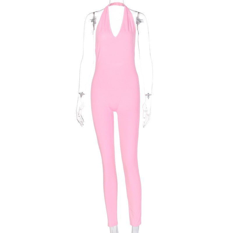 Women Long Jumpsuits Skinny Backless Sleeveless