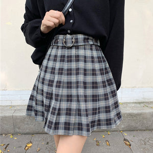 Plaid Pleated Grunge Gothic High Waist Mini Skirt